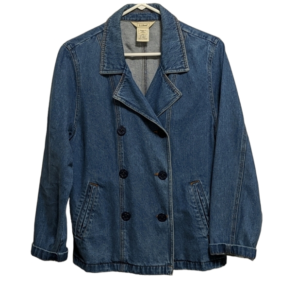 L.L. Bean, women's denim pea coat. Sz M - Picture 1 of 3